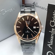 Alexandre Christie Clock Men AC 8554 Alexandre Christie AC8554 Black Rosegold Original