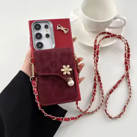 Leather Leopard Card Wallet Strap Chain Phone Case For Oppo A98 A96 A95 A94 A93 A92 4G A79 A78 A77 A