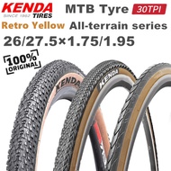 Kenda Mountainbike tire 26/27.5×1.95/1.75 retro yellow series Travel Gravel Wear-resistant steel wire tyre