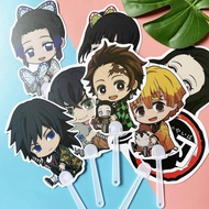 Anime Demon Slayer Kimetsu No Yaiba Kamado Tanjirou Cute Handheld Mini Fan Kawaii Hand Fan Dance Wed
