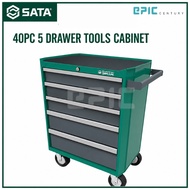 [SATA] 140PCS 5 Drawer Tool Cabinet | Professional Workshop Tool Cart | 95121P-5