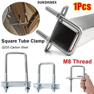 1SUNSHINEX6 1Pcs Pipe U-clamp, Screws Galvanized Q235 Carbon Steel M8 Square Tube Clamp, Durable Wit