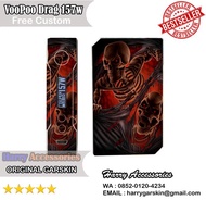 Original Garskin Mod Vape VooPoo Drag 157W Free Custom Gambar - Skull
