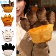 LACYES Animal Paw Plush Gloves, Furry Texture Stuffed Toys Faux|Paw Gloves, Cute Design Soft Striped