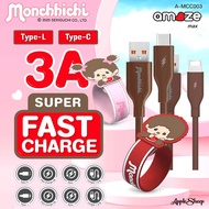 [Monchhichi A to C & L Cable 3A 120cm] Monchichi Charging Length 120 Cm. Charging&Cable Data For Iph