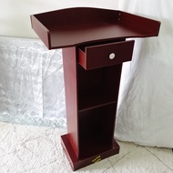 Ready 105x60×41 Executive Rostrum +Sticker/Acrylic Logo Drawer Stainless Steel Speaking Podium Prese