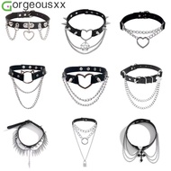 Personalized Double Layered Tassel PU Leather Choker for Women Punk Rivet Cross Necklaces Jewelry
