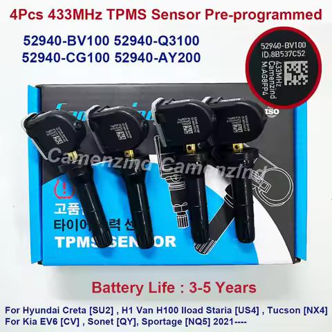 4Pcs TPMS 52940-BV100 52940-Q3100 52940-CG100 52940BV100 Tire Pressure Sensor For Hyundai Creta H1 K