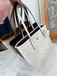 福利款！Coach Mini city tote 23cm Monogram Brown  White Burgundy Bag正反兩面用 啡黑白酒紅 返工袋迷你包 上膊 手挽 實用