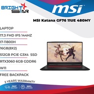 LAPTOP MSI Katana GF76 11UE 480MY (17.3 FHD 144HZ / I7-11800H / 16GB(8X2) / 512GB G3X4 SSD /  RTX3060 6GB GDDR6 / W11)