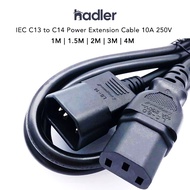 C13 to C14 Power Extension Cable 10A 250V – [1–4Meters] IEC Cord for PC, Monitor