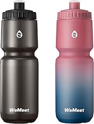 WEMEET Sport Squeeze Water Bottle with Capacity Scale, 32oz Bike Water Bottle with Bite Valve, for C