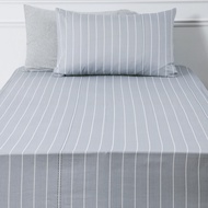 [特價]純棉床包枕套組 單人 條紋風格 藍色款