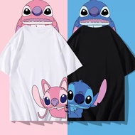 Stitch couple T-Shirt Unisex tshirts 180gsm pure cotton Tee anime cartoon tshirts