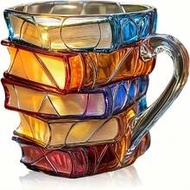 3D Book-Shaped Coffee Mug/Stacked Book Glass Cup - A Gift For Literature Lovers, Bookworms, Readers,