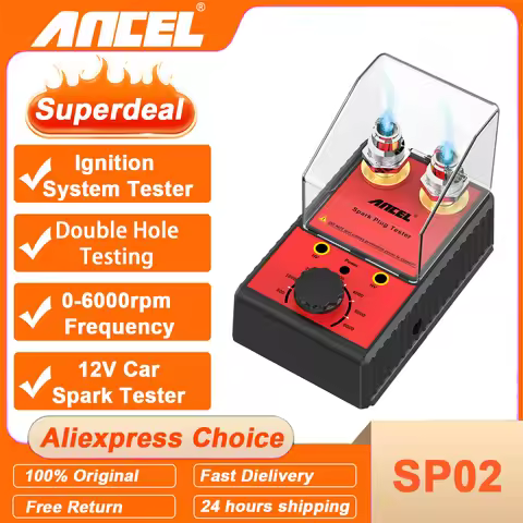 ANCEL Car Spark Plug Tester 110V 220V Ignition System Tester Double Hole Spark Plug Analyzer Automoi