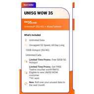 UNI5G PREPAID STARTER PACK*Sim+PlanUnlimited 4G ,5GData Unlimited Calls to all network 30Days 30hari