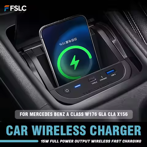 ⭐Genuine⭐ 15W Car Qi Wireless Charger For Mercedes Benz A Class W176 GLA CLA X156 Mobile Phone Charg