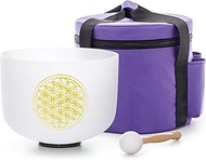 528HZ 8 Inch C Note Flower of Life Crystal Singing Bowl Sound Healing Crystal Bowl Meditation Sound