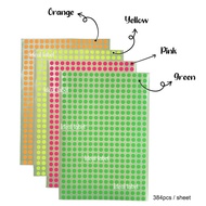 Round 6mm Fluorescent stickers / Stiker bulat / Dot label / Round sticker / Fluorescent colour stick