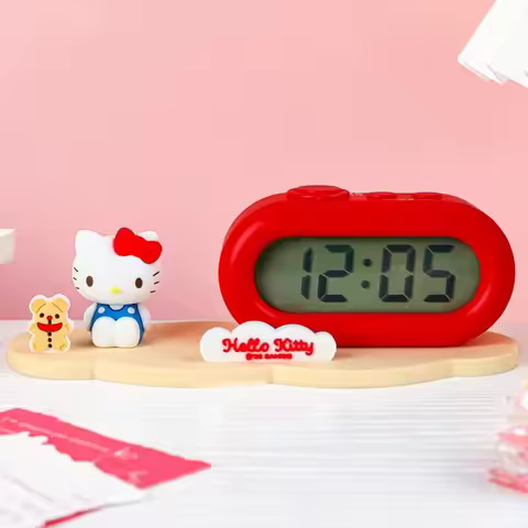 Cartoon Hello Kitty Silent Electronic Alarm Clock Cute Desktop Cinnamoroll Digital Clock Learning Ti