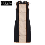 Burberry 無袖上衣，前開襟扣設計，飾有皮革滾邊。 *未標明尺寸。 [二手]