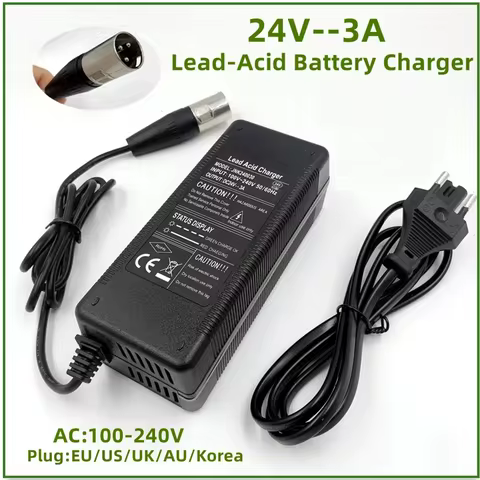 24V 3A Lead Acid Battery Charger For Wheelchair For Lead-acid Battery 3-Pin XLR Connector