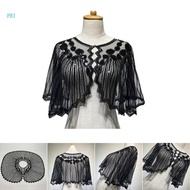 pri Sequins Shawls Cocktail Tea-Party Evening Dress for Girls Gatsby Accessories 1920s Flapper Beaded Shawl Gatsby Shrug