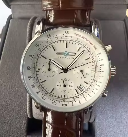 Trendy Fashion ZEPPELIN Couple Wristwatches Men Zeppelin Multifunction Three Dials Chronograph Luxur