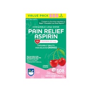 Rite Aid Adult Low Dose Aspirin 81 mg, Chewable Tablets Pain Reliever, Cherry Flavor, 3 Bottles, 36 