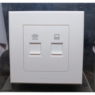 SIMON E3 WHITE TELEPHONE OUTLET CAT 6 DATA OUTLET/