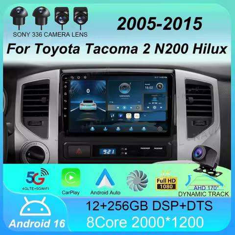 Android 16 Car Radio Carplay Auto 4G+WIFI For Toyota Tacoma 2 N200 Hilux 2005-2015 Navigation GPS Mu