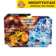 Monster Jam 1:64 Fire & Ice Monster Trucks 2 Pack - W vs Bakugan Dragonoid Toys for Boys