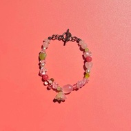 手鍊 Lady Rosie • 花朵串珠飾品 • 淺粉色心形玉石手鍊
