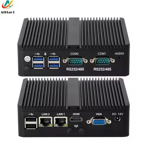 Intel Celeron Fanless Industrial IoT Mini PC J6412 J2900 J1900 2x COM RS232 RS485 2x Gigabit Etherne