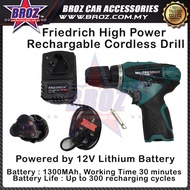 Friedrich High Power Cordless Impact Drill Rechargeable Battery 12V ~ 1.3 Ah ~ 20N.M with One Li-Ion