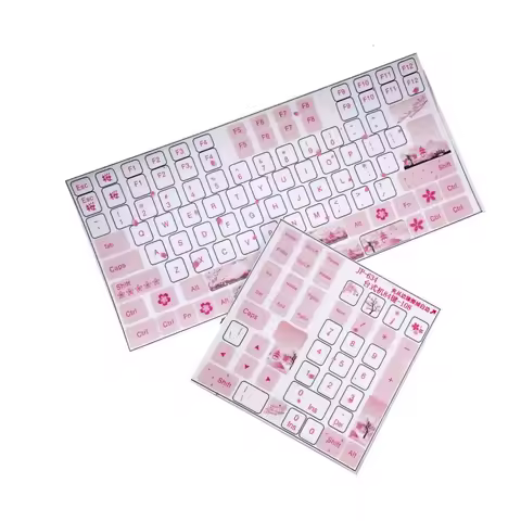Keyboard Sakura Decals DIY Cute Pink Sakura Keyboard Keycap Stickers For 84/104/108 Keys Mechanical 