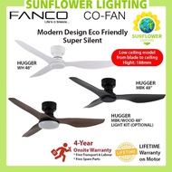 FANCO CO-FAN HUGGER 48" DC CEILING FAN WITH REMOTE &amp; OPTIONAL LIGHT (Lower Ceiling Height )