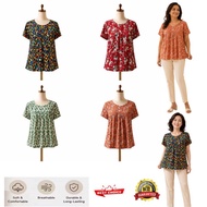 Baju Bunga Ibu Murah/Baju Blouse Batik/Baju Nenek/Aunty Blouse Shirt/Women Casual Floral Blouse/Cool