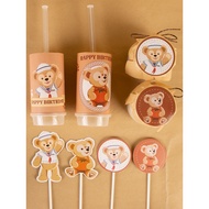 Duffy Bear Cupcake Plug-In Cute Bear Bear Duffy Birthday Decoration Plug-In Push Push Music Sticker