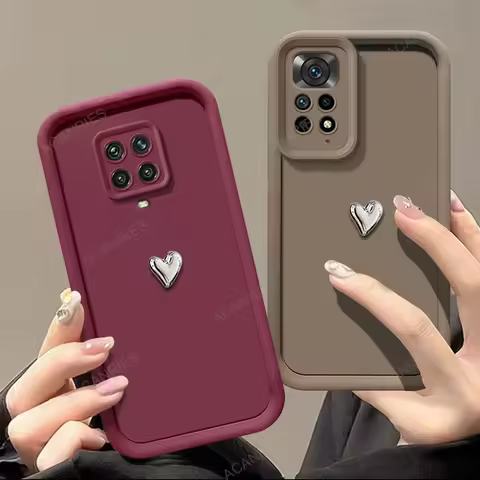 For Xiaomi Redmi Note 11 Pro Plus 11s 4g 5g 10 9 8 10s 9s 3D Silver Heart Silicone Soft Case Note11 