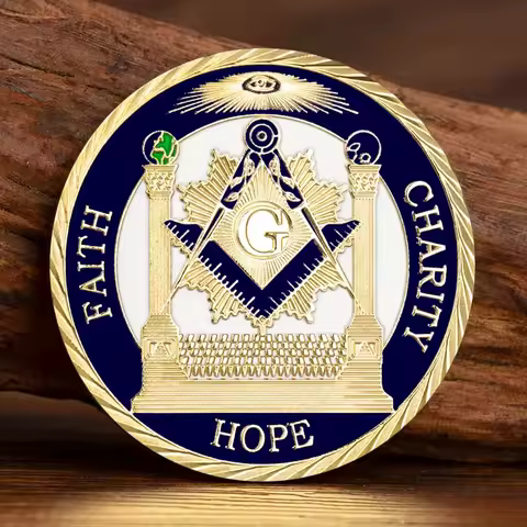 Faith Charity Hope Souvenir Coin Golden Plated Proud Freemason Initiated Passed Paised Collectible C