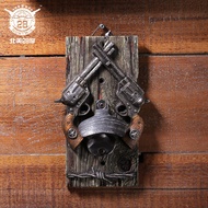 Beer opening board decorated with fake short gun model - Decor Cowboy Vien Tay