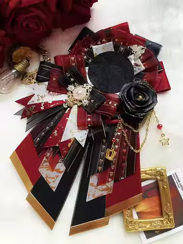 luxury long streamers Appreciation Rosette, red Ribbon can badge case holder ，ita bag pin decoration