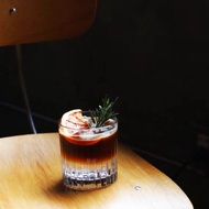 Korean Style ins Influencer Cafe Iced Coffee Cup Retro Glass Latte Cup Drink Cup Cocktail Iced Ball 