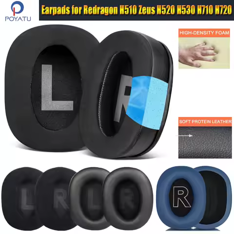 Poyatu Earpads for Redragon H510 Zeus H520 H530 H710 H720 Headphones Memory Foam Ear Pads Cushions E
