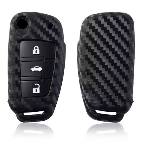 Carbon Silicone Car Key Caps Case Cover Fob For Audi A4 B7 A6 C5 C6 A1 A3 8P TT Q3 Q2 Q7 TTS R8 S3 S