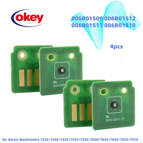 4x Toner Chip 006R01509 006R01512 006R01511 006R01510 Toner Chip for Xerox WorkCentre 7845 7525 7830