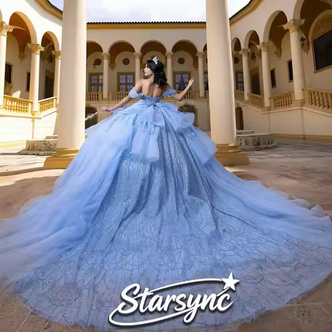 STARSYNC Customized Ruffles Tiered Quinceanera Dresses Luxurious Sequin Abito Da Ballo Principessa B