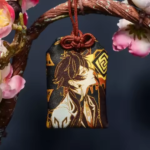 Anime Game Impact Zhongli Hutao Venti Xiao Creative Embroidery Pray Fortune Omamori Pendant Good Luc